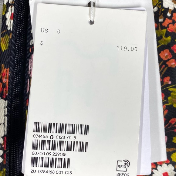 & Other Stories Extra Puff Sleeves Mini Dress Floral Pink Black Size 0 NWT - Picture 10 of 13